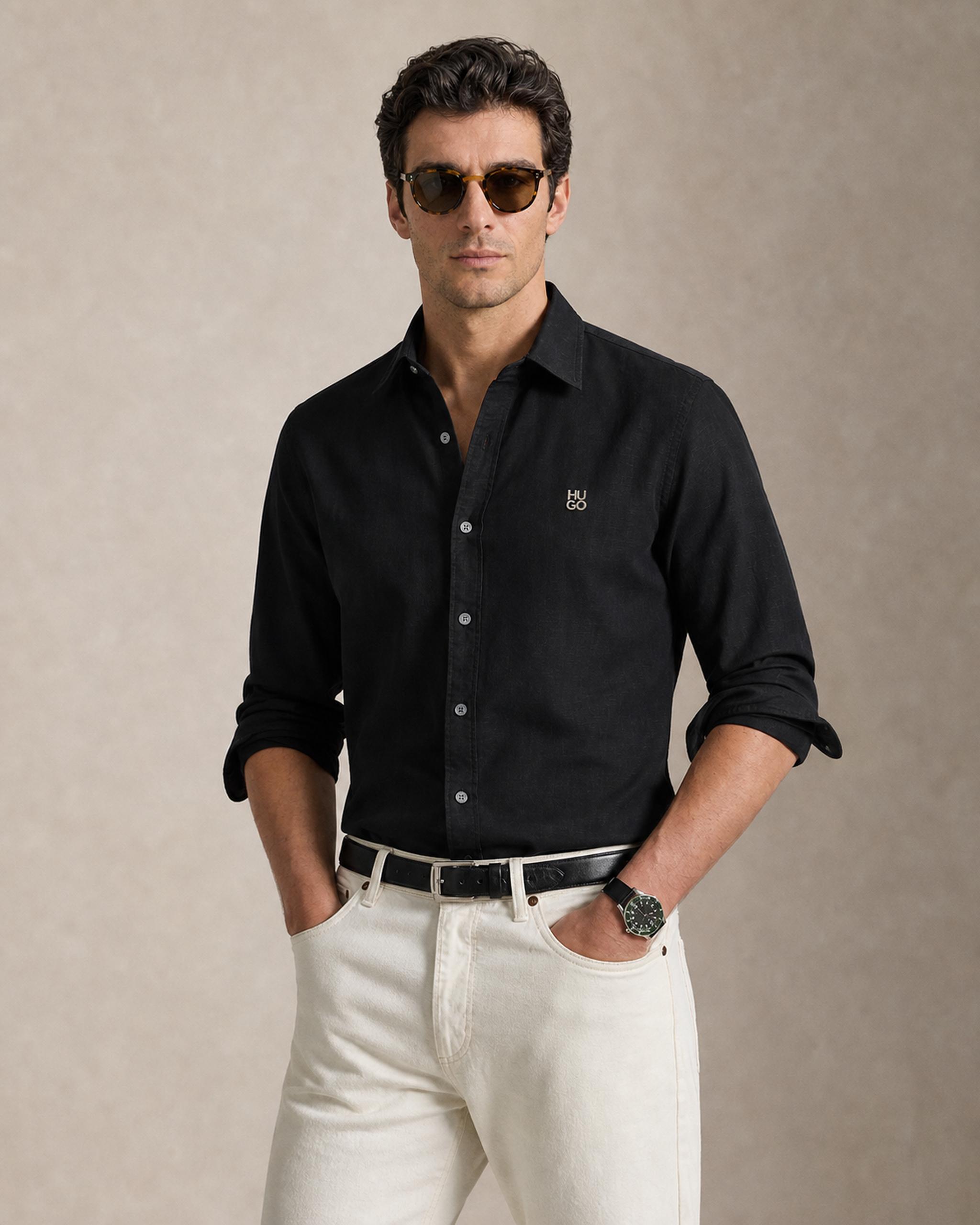 HUGO Textured Shirt — Black