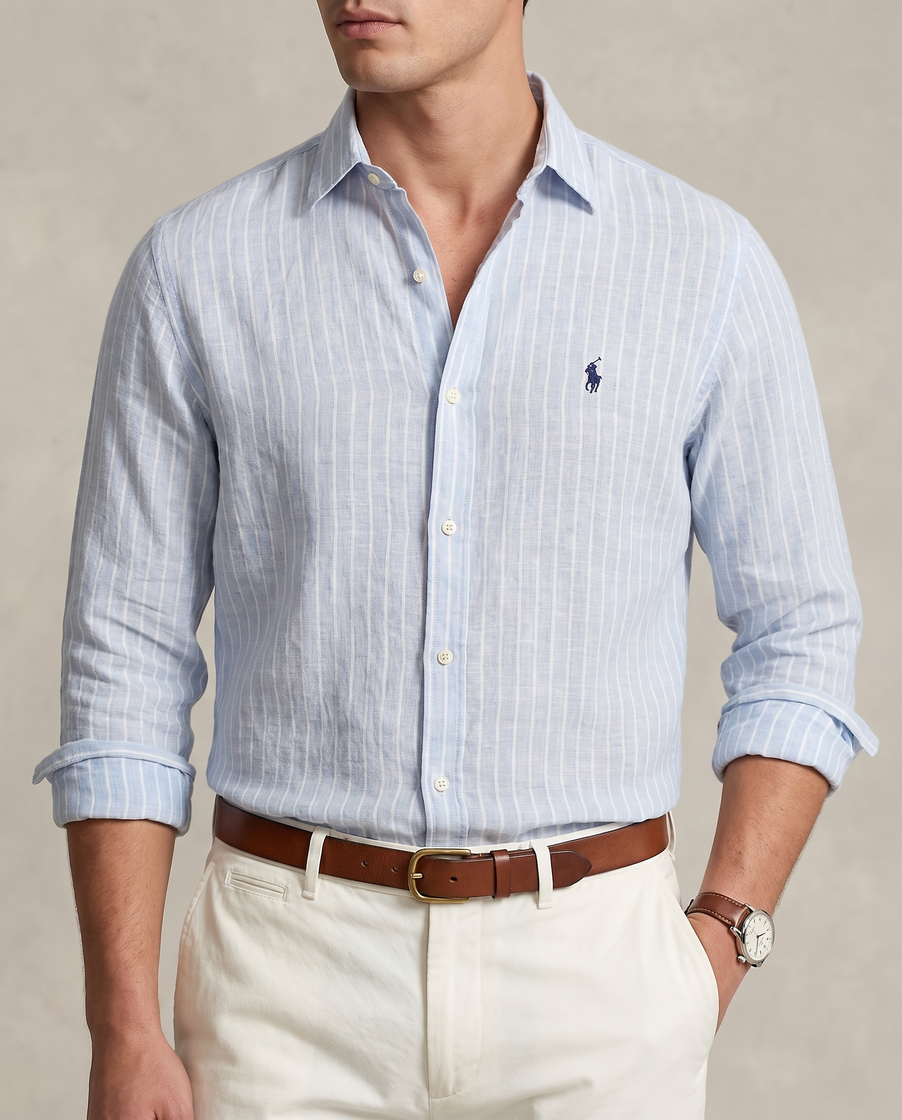 Polo Ralph Lauren Cotton Shirt — Sky Blue Stripe
