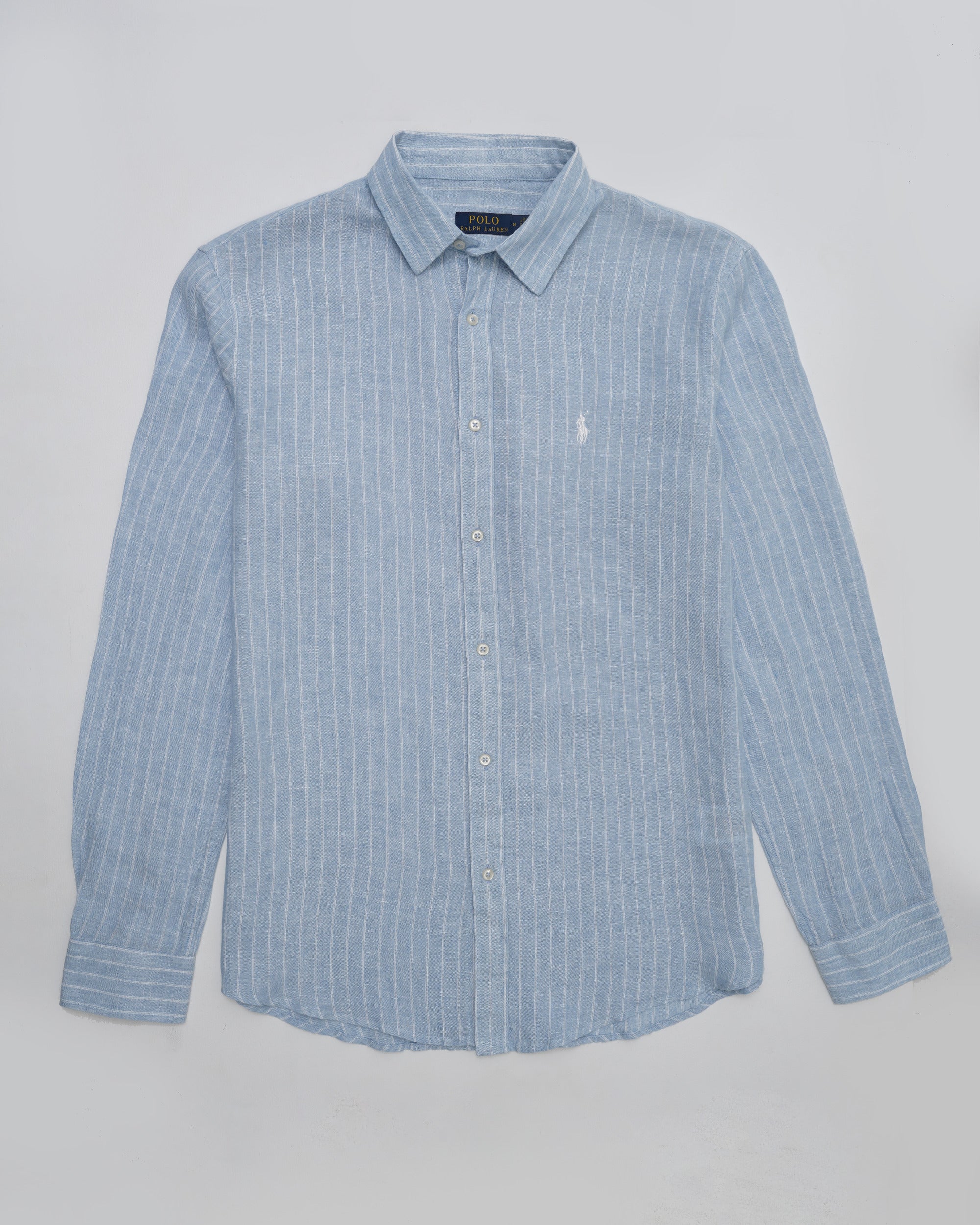 Polo Ralph Lauren Cotton Shirt — Sky Blue Pinstripe