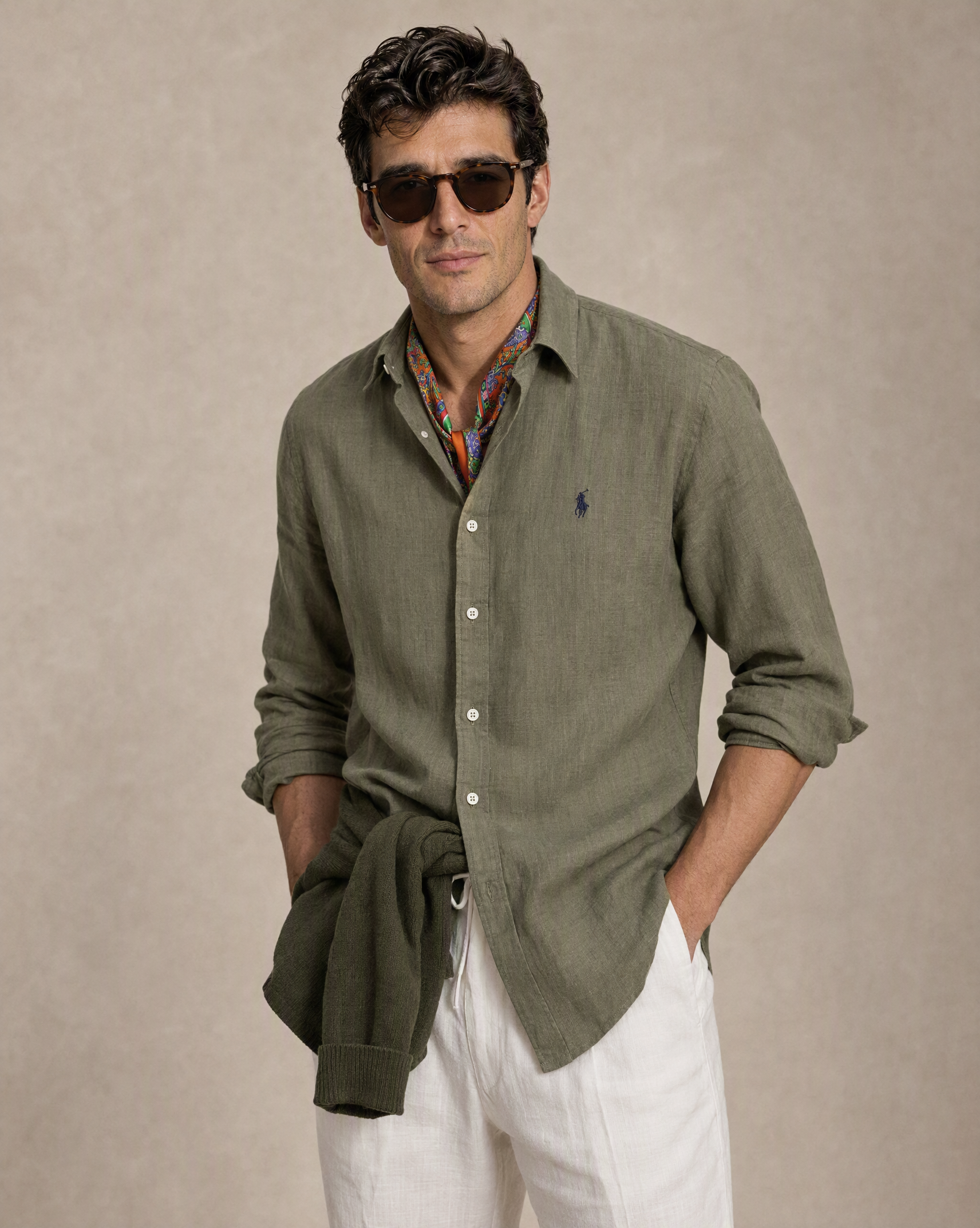 Polo Ralph Lauren Cotton Shirt — Stone Grey