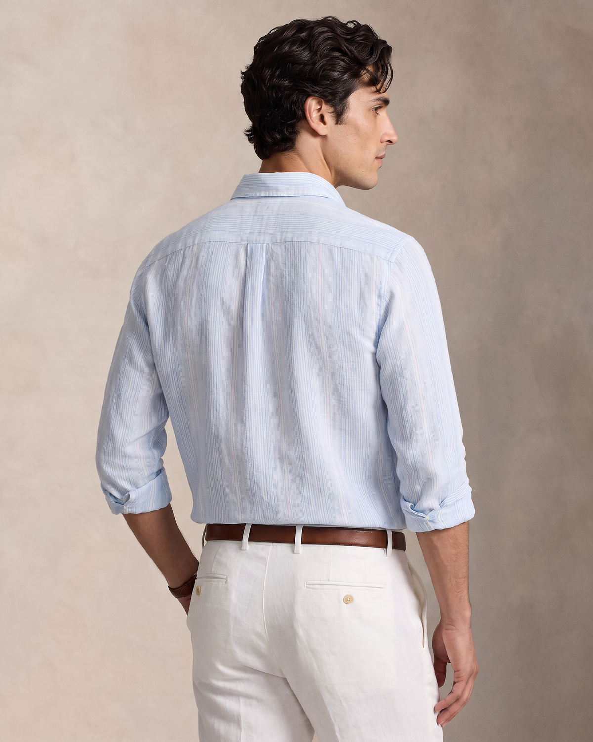 Polo Ralph Lauren Cotton Shirt — Sky Blue Pinstripe